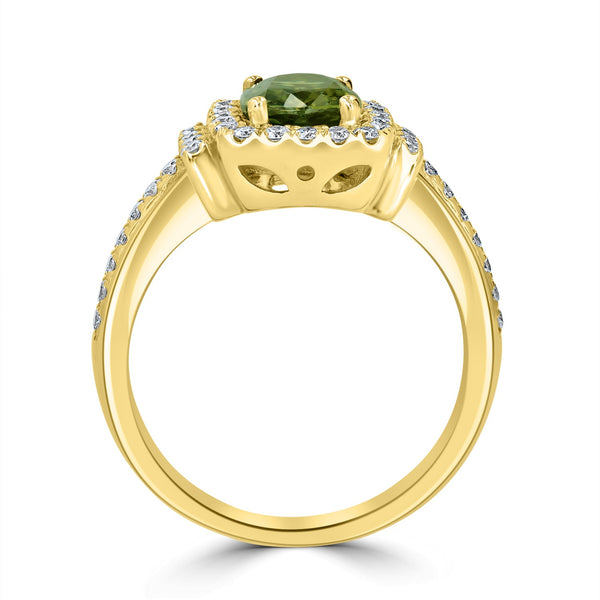 1.67ct Demantoid Garnet Ring with 0.41tct Diamonds set in 14K Yellow Gold