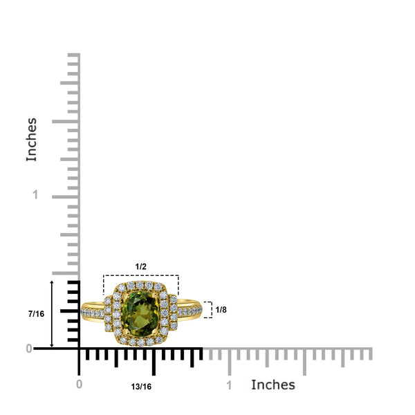 1.67ct Demantoid Garnet Ring with 0.41tct Diamonds set in 14K Yellow Gold