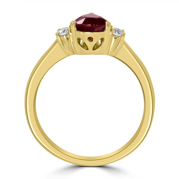 1.15Ct Sapphire Ring With 0.17Tct Diamonds In 14K Yellow Gold