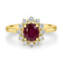 1.31ct Ruby Ring with 0.38tct Diamonds set in 14K Yellow Gold