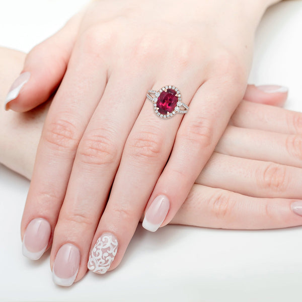 4.15ct  Rubellite Rings with 0.83tct Diamond set in 14K Rose Gold