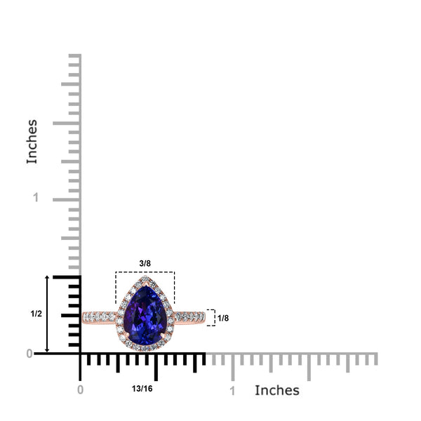 1.92ct Tanzanite Ring with 0.49tct Diamonds set in 14K Rose Gold