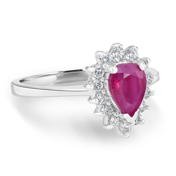 0.67ct Ruby Ring with 0.3tct Diamonds set in 14K White Gold