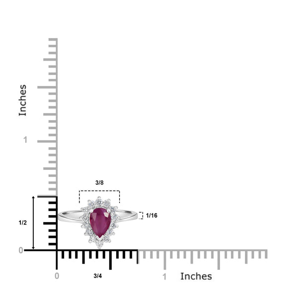 0.67ct Ruby Ring with 0.3tct Diamonds set in 14K White Gold
