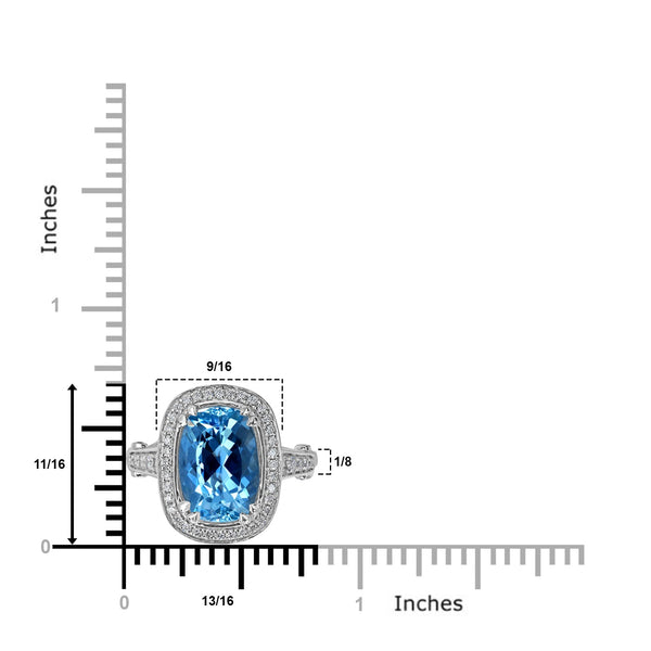 3.23ct Aquamarine Ring with 0.24tct Diamonds set in 14K White Gold