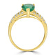 1.43ct Emerald Ring with 0.22tct Diamonds set in 18K Yellow Gold