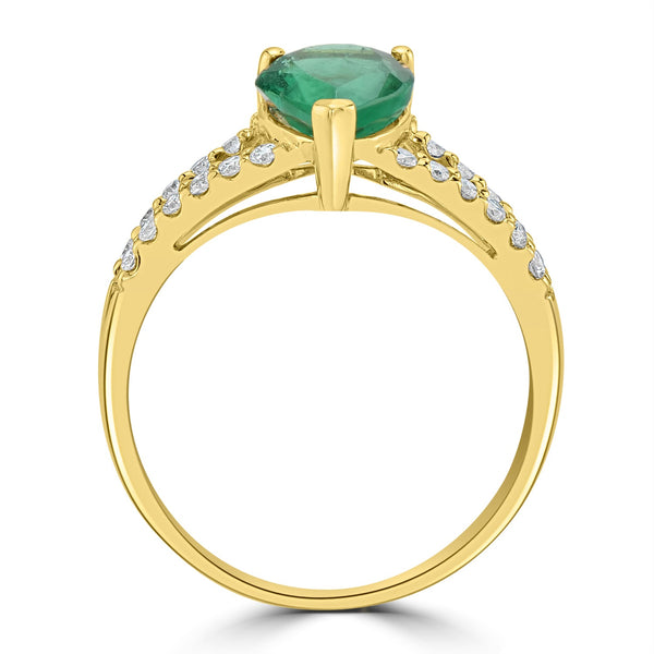 1.43ct Emerald Ring with 0.22tct Diamonds set in 18K Yellow Gold