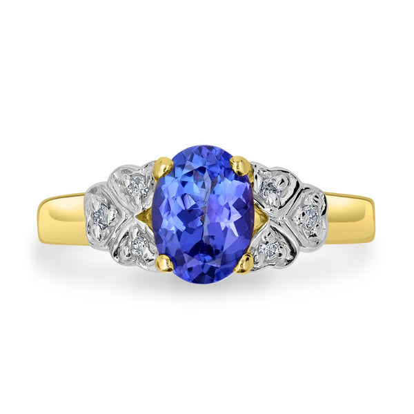 1.05ct Tanzanite Ring with 0.05tct Diamonds set in 14K Two Tone Gold