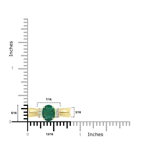 0.96ct Emerald Ring with 0.09tct Diamonds set in 14K Yellow Gold