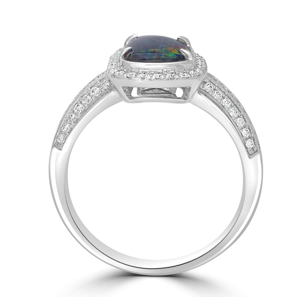 1.48ct  Opal Rings with 0.34tct Diamond set in 14K White Gold