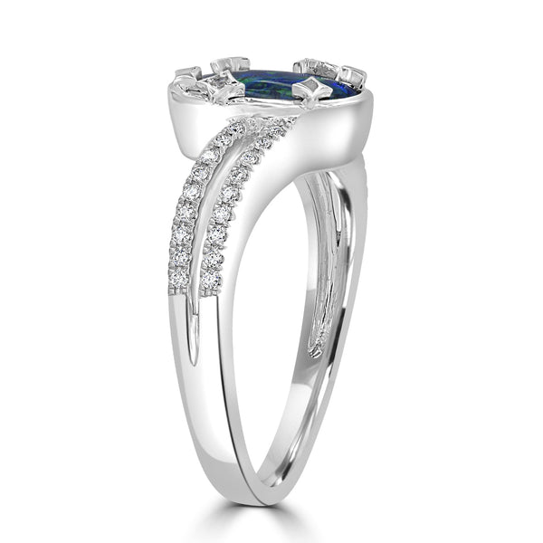 1.34ct Opal Ring with 0.12tct Diamonds set in 14K White Gold