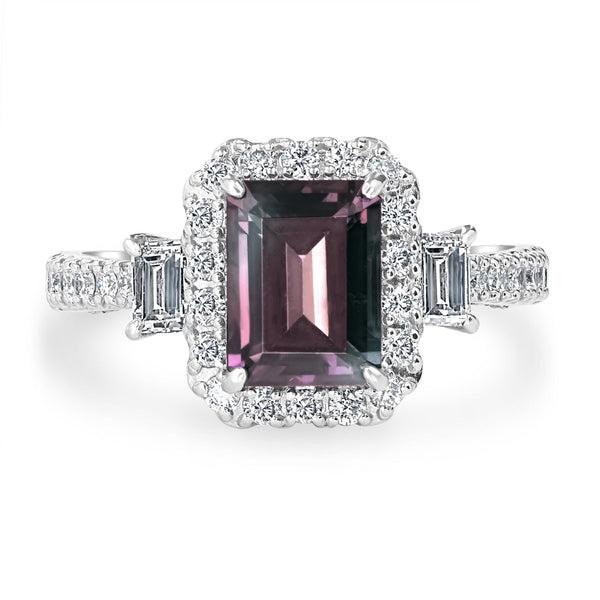 1.99ct Alexandrite Ring with 0.75tct Diamonds set in Platinum