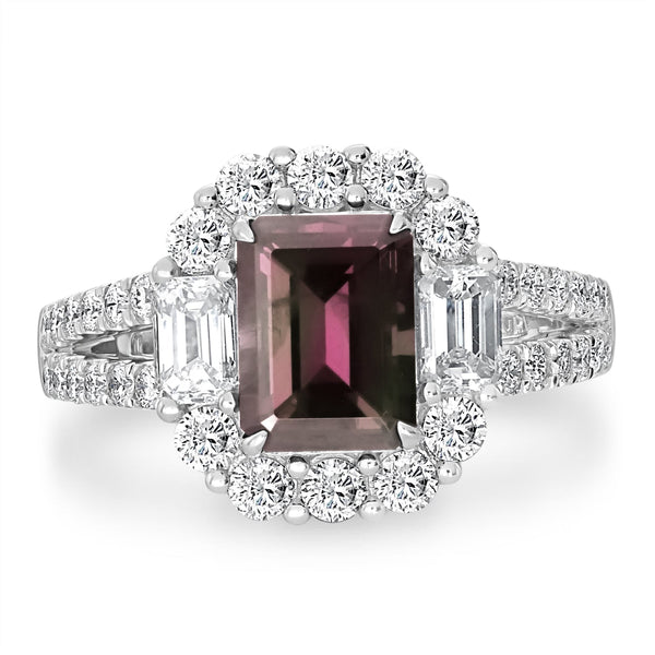 2.12ct Alexandrite Ring with 1.35tct Diamonds set in 18K White Gold