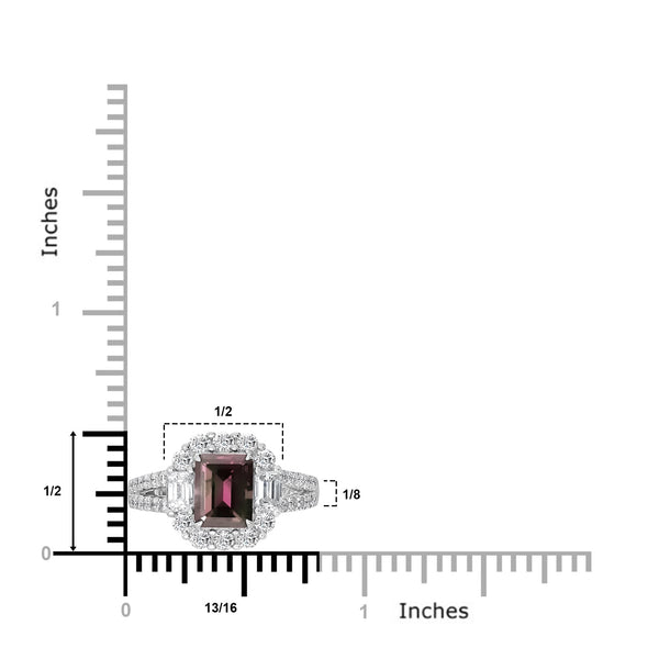 2.12ct Alexandrite Ring with 1.35tct Diamonds set in 18K White Gold