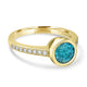 2.3ct Blue Zircon Ring with 0.16tct Diamonds set in 14K Yellow Gold