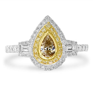0.25ct Yellow Diamond Ring with 0.73tct Diamonds set in 14K Two Tone Gold