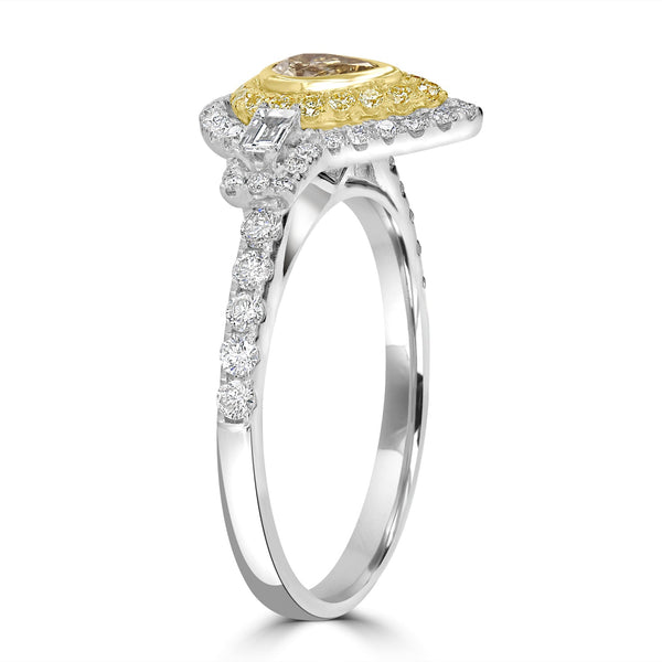0.25ct Yellow Diamond Ring with 0.73tct Diamonds set in 14K Two Tone Gold