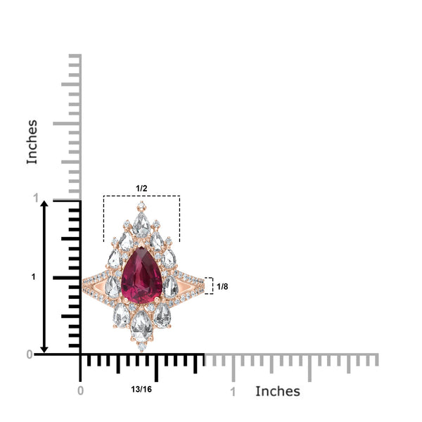 2.21ct Ruby Ring with 1.5tct Diamonds set in 18K Rose Gold