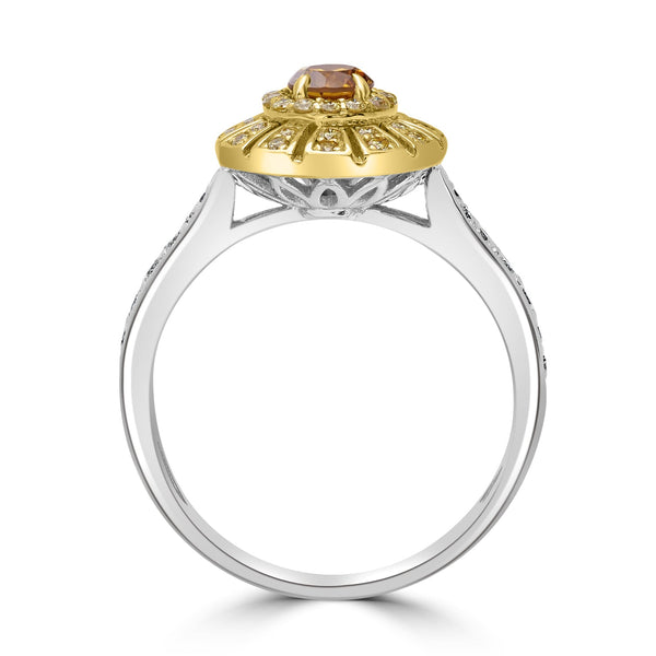 0.31ct  Orange Diamond Rings with 0.41tct Diamond set in 14K White Gold