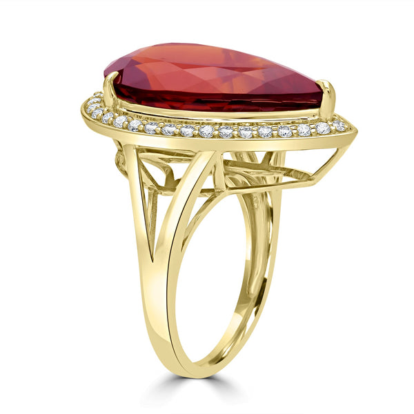 11.05ct Citrine Rings with 0.44tct Diamond set in 18K Yellow Gold