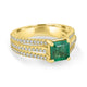 1.46ct Emerald Ring with 0.58tct Diamonds set in 14K Yellow Gold