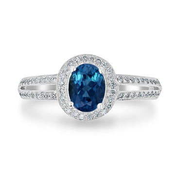 0.9ct Tourmaline Ring with 0.47tct Diamonds set in 14K White Gold