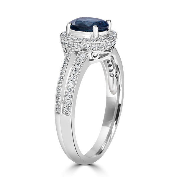 0.9ct Tourmaline Ring with 0.47tct Diamonds set in 14K White Gold