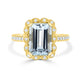 3.42ct Aquamarine Rings with 0.29tct Diamond set in 14K Yellow Gold