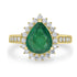 2.1ct  Emerald Rings with 0.45tct Diamond set in 18K Yellow Gold