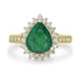 2.1ct  Emerald Rings with 0.45tct Diamond set in 18K Yellow Gold
