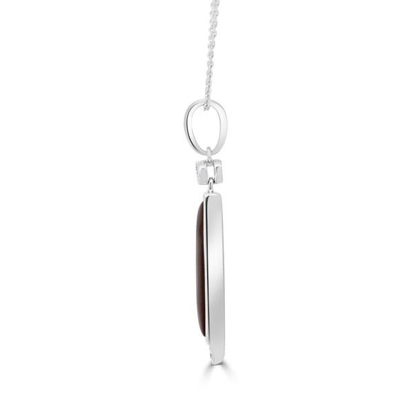 5.93ct Ammolite Pendant with 0.12tct Diamonds set in 14K White Gold