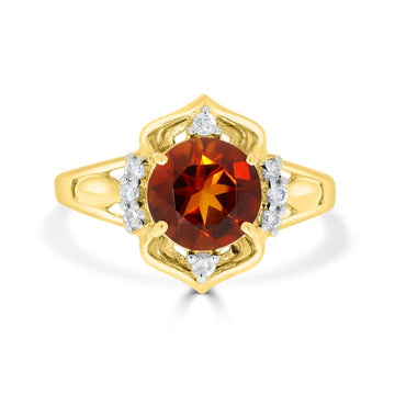 1.53 Citrine Rings with 0.13tct Diamond set in 14K Yellow Gold