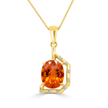 2.25ct Citrine Pendant with 0.03tct Diamonds set in 14K Yellow Gold