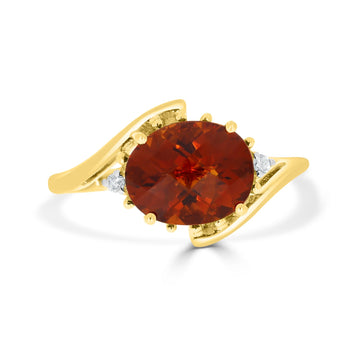 2.22 Citrine Rings with 0.03tct Diamond set in 14K Yellow Gold
