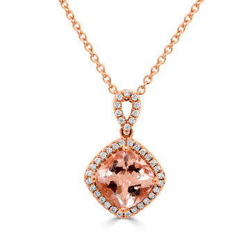 2.54ct Morganite Pendant with 0.21tct Diamonds set in 14K Rose Gold