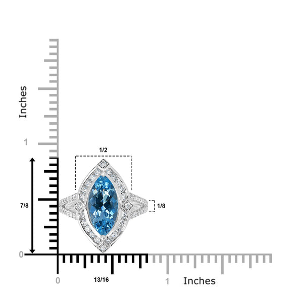 2.23ct Aquamarine Ring with 0.52tct Diamonds set in 14K White Gold