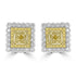 0.16tct Yellow Diamond Earring with 1.2tct Diamonds set in 18K Two Tone Gold