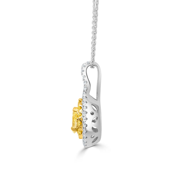 0.19ct Yellow Diamond Pendant with 0.34tct Diamonds set in 18K Two Tone Gold