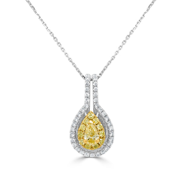 0.19ct Yellow Diamond Pendant with 0.34tct Diamonds set in 18K Two Tone Gold