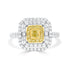 1.01ct Yellow Diamond Rings with 0.14tct Diamond set in 18K Two Tone Gold