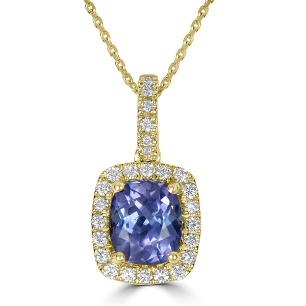 1.76ct Sapphire Pendants with 0.19tct Diamond set in 14K Yellow Gold