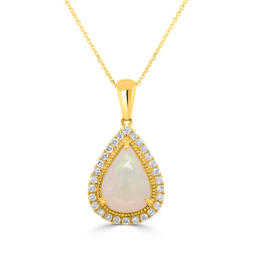 2.25ct Opal Pendant with 0.34tct Diamonds set in 14K Yellow Gold