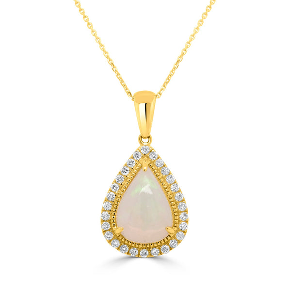 2.25ct Opal Pendant with 0.34tct Diamonds set in 14K Yellow Gold