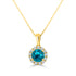 2.24ct Blue Zircon Pendant with 0.23tct Diamonds set in 14K Yellow Gold