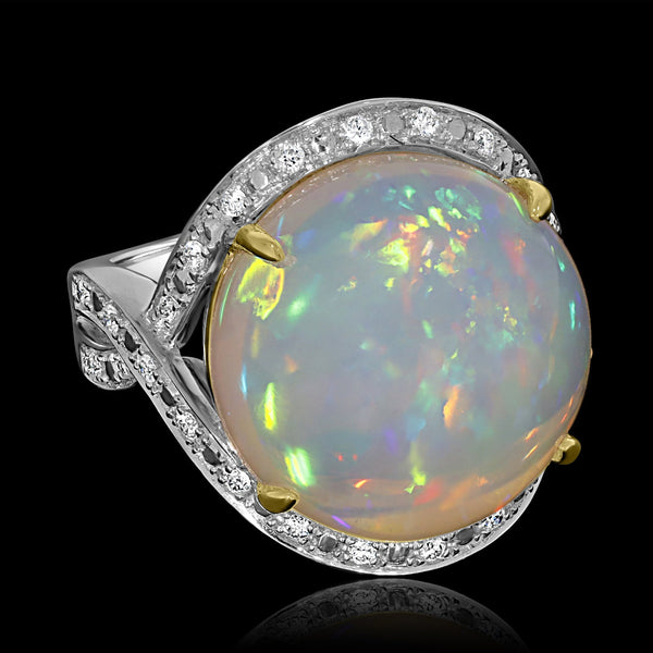 14.25ct Opal Ring with 0.25tct Diamonds set in 14K Two Tone Gold