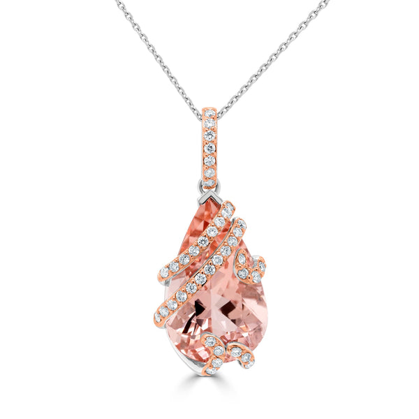 4.43ct Morganite Pendant with 0.15tct Diamonds set in 14K Two Tone Gold