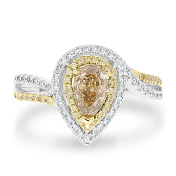 1ct Fancy Ring with 0.38tct Diamonds set in 14K Two Tone Gold