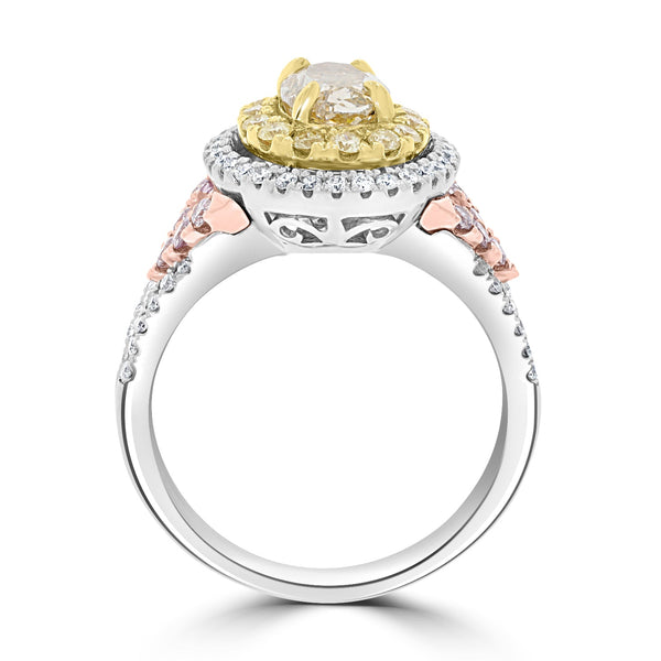 1.04ct Fancy Ring with 0.82tct Diamonds set in 14K Two Tone Gold