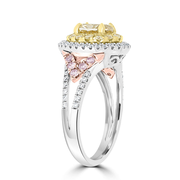 1.04ct Fancy Ring with 0.82tct Diamonds set in 14K Two Tone Gold