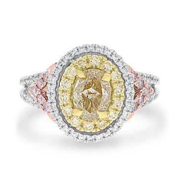 1.04ct Fancy Ring with 0.82tct Diamonds set in 14K Two Tone Gold